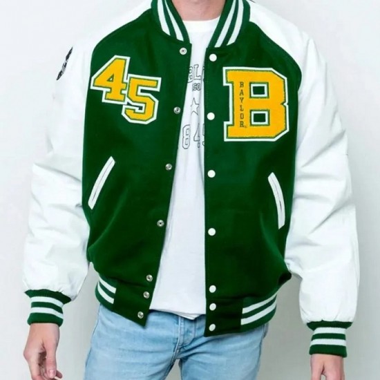 Baylor Collegiate University Green and White Varsity Jacket