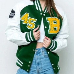Baylor Collegiate University Green and White Varsity Jacket