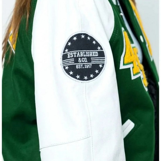 Baylor Collegiate University Green and White Varsity Jacket
