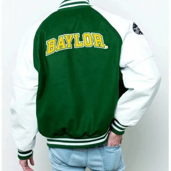Baylor Collegiate University Green and White Varsity Jacket