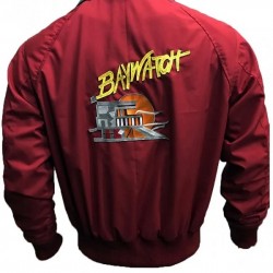 Baywatch Men's Red Lifeguard Cotton Bomber Jacket