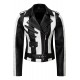 Beetlejuice Striped Gothic Punk Vegan Leather Jacket