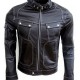 Belted Collar Biker Black Leather Jacket Belted Collar Biker Black Leather Jacket
