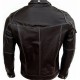 Belted Collar Biker Black Leather Jacket 