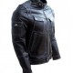 Belted Collar Biker Black Leather Jacket 