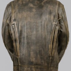 Beltless Brown Leather Motorcycle Jacket