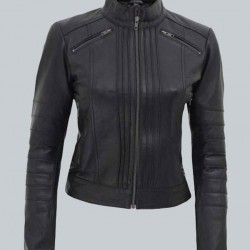 Womens Bergamo Black Slim Fit Genuine Leather Jacket