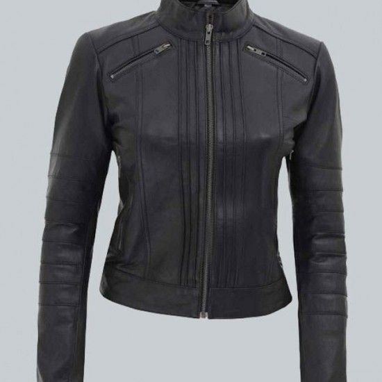 Womens Bergamo Black Slim Fit Genuine Leather Jacket Womens Bergamo Black Slim Fit Genuine Leather Jacket
