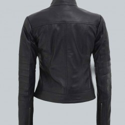 Womens Bergamo Black Slim Fit Genuine Leather Jacket