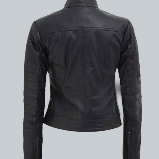 Womens Bergamo Black Slim Fit Genuine Leather Jacket Womens Bergamo Black Slim Fit Genuine Leather Jacket