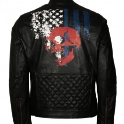 Biker American Skull Leather Jacket