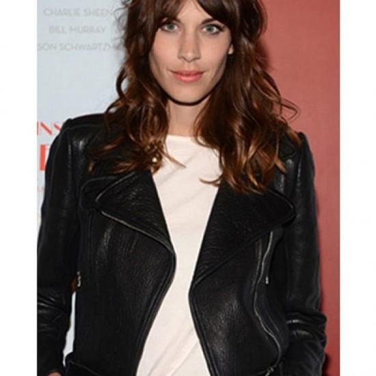 Biker Style Alexa Chung Black Leather Jacket