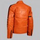 Orange Biker Style Leather Jacket Men Orange Biker Style Leather Jacket Men