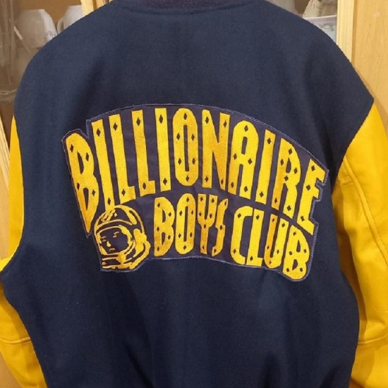 BBC Billionaire Boys Club Blue And Yellow Varsity Jacket BBC Billionaire Boys Club Blue And Yellow Varsity Jacket