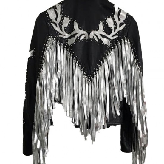 Harley Quinn Fringe Birds Of Prey Black Leather Jacket Harley Quinn Fringe Birds Of Prey Black Leather Jacket