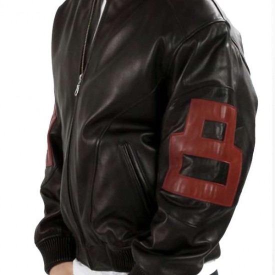 Men's 8 Ball Michael Hoban Pointed Collar Black Leather Jacket