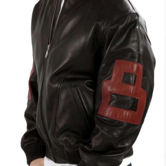 Men's 8 Ball Michael Hoban Pointed Collar Black Leather Jacket Men's 8 Ball Michael Hoban Pointed Collar Black Leather Jacket