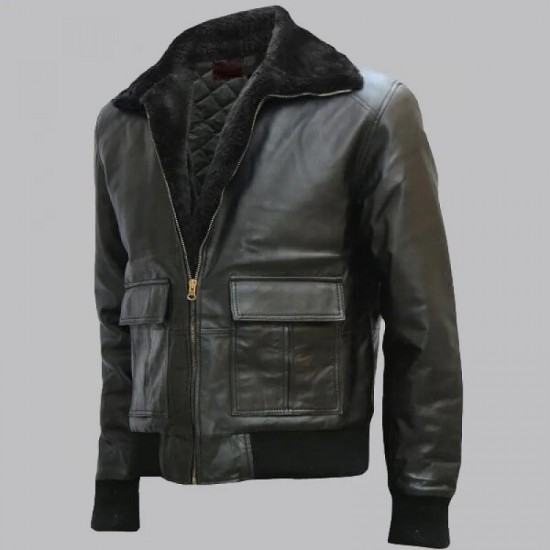 Mens Black Bomber Leather Jacket Mens Black Bomber Leather Jacket