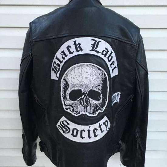 BLS Black Label Society Black Leather Biker Jacket