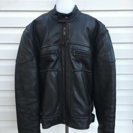 BLS Black Label Society Black Leather Biker Jacket