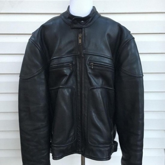 BLS Black Label Society Black Leather Biker Jacket BLS Black Label Society Black Leather Biker Jacket