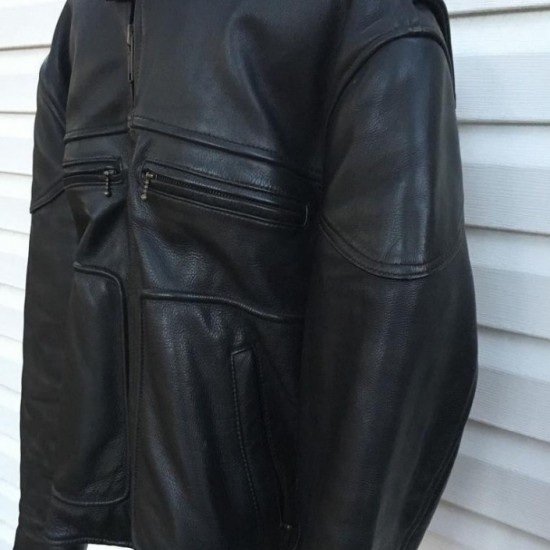 BLS Black Label Society Black Leather Biker Jacket BLS Black Label Society Black Leather Biker Jacket
