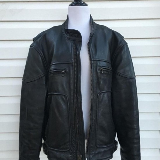 BLS Black Label Society Black Leather Biker Jacket BLS Black Label Society Black Leather Biker Jacket
