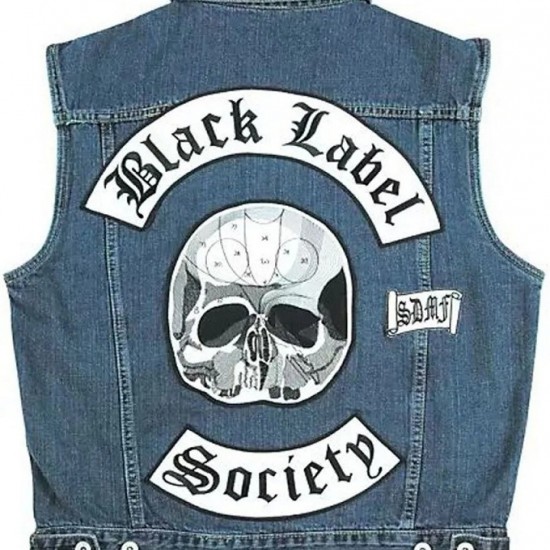BLS Black Label Society Blue Denim Biker Vest