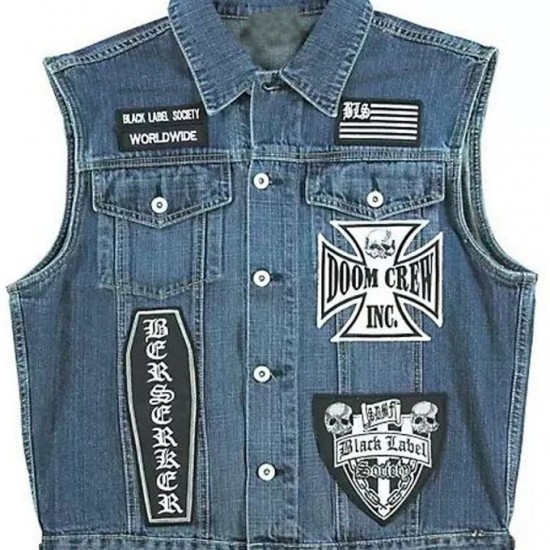 BLS Black Label Society Blue Denim Biker Vest BLS Black Label Society Blue Denim Biker Vest