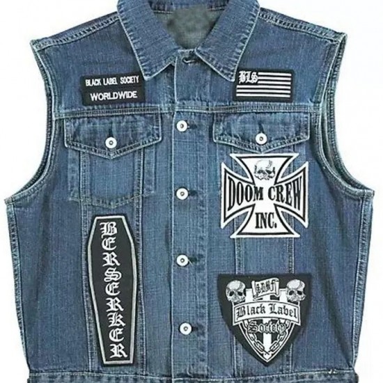 BLS Black Label Society Blue Denim Biker Vest