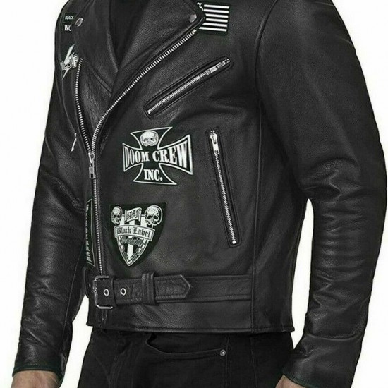 Doom Crew Black Label Society Real Leather Biker Jacket