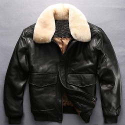Black Men faux fur leather jacket
