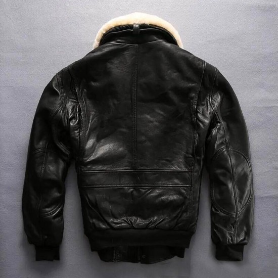 Black Men faux fur leather jacket