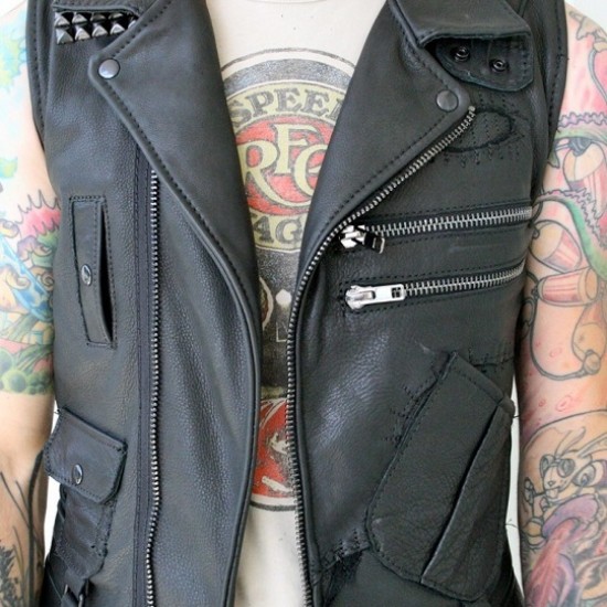 Black Studded leather vest