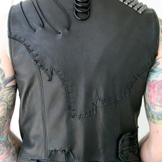 Black Studded leather vest