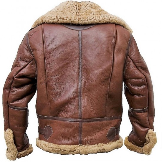 Bomber Brown Fur Collar Real Leather Jacket Shearling Handmade Mens Leather Jacket For Mens