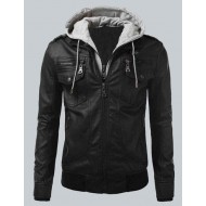Mens Bomber Slim Fit Black Biker Jacket