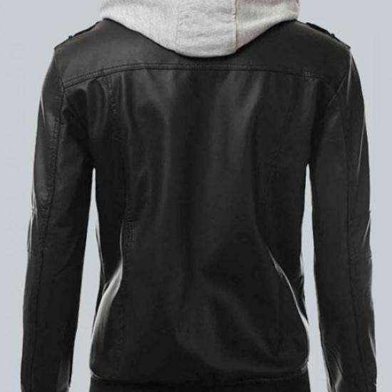 Mens Bomber Slim Fit Black Biker Jacket