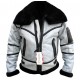 Black Fur Collar Real Leather Jacket Bomber White Jacket Shearling Handmade Mens Leather Jacket