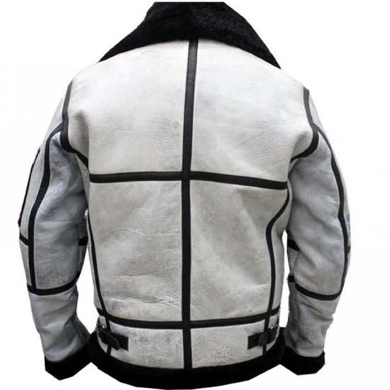 Black Fur Collar Real Leather Jacket Bomber White Jacket Shearling Handmade Mens Leather Jacket Black Fur Collar Real Leather Jacket Bomber White Jacket Shearling Handmade Mens Leather Jacket