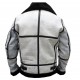 Black Fur Collar Real Leather Jacket Bomber White Jacket Shearling Handmade Mens Leather Jacket