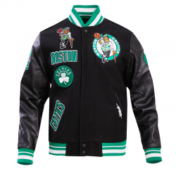 Celtics Retro Boston Clasiic Rib Black Varsity Jacket