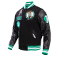 Celtics Retro Boston Clasiic Rib Black Varsity Jacket