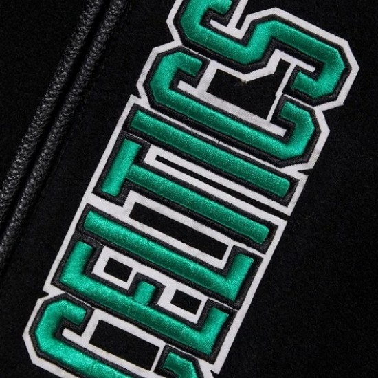 Boston Celtics Retro Classic Rib Black Wool Varsity Jacket Boston Celtics Retro Classic Rib Black Wool Varsity Jacket