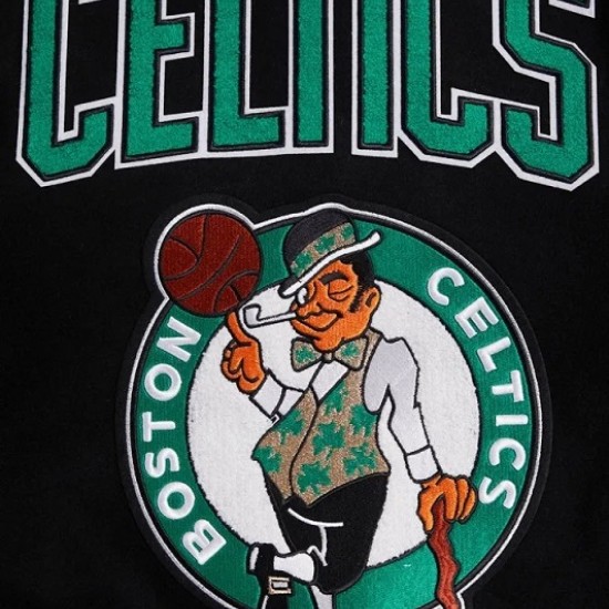 Boston Celtics Retro Classic Rib Black Wool Varsity Jacket Boston Celtics Retro Classic Rib Black Wool Varsity Jacket