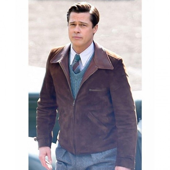 Max Vatan Allied Brad Pitt Leather Jacket Max Vatan Allied Brad Pitt Leather Jacket