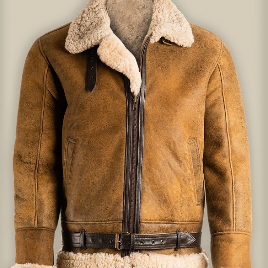 Bradpit Men Brown Aviator Jacket Bradpit Men Brown Aviator Jacket