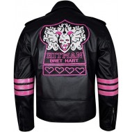 Bret Hitman Hart Black Leather Jacket