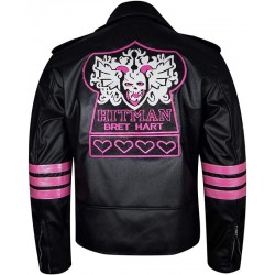 Bret Hitman Hart Black Leather Jacket