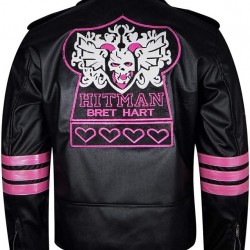 Bret Hitman Hart Black Leather Jacket